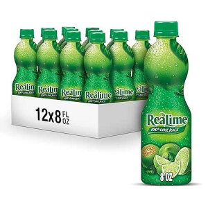 ReaLime 100% Lime Juice, 8 fl oz bottle (Pack of 12), Made with Lime Juice from Concentrate, Gluten-Free, Sodium Free, Perfect Mixer to add to Cocktails and Marinades