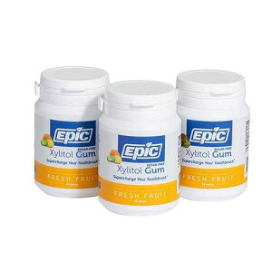 Epic Gum - Aspartame Free 100% Xylitol - Chewing Gum Sugar Free Gum - Fresh Fruit Flavored, 50 Pieces (Pack of 3)