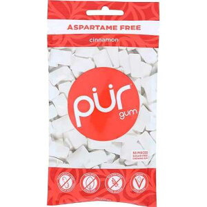 Pur Gum シナモンガム、80 グラム - 1 パックあたり 57 個 - 1 ケースあたり 12 パック。 Pur Gum Cinnamon Gum, 80 Gram - 57 pieces per pack - 12 packs per case.