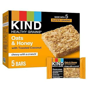 KIND NIȍo[AI[cƖIAg[XgRRibcA`qg݊AOet[A1 pbN 5 A6.2 IX KIND Healthy Grains Bars, Oats & Honey with Toasted Coconut, Non GMO, 