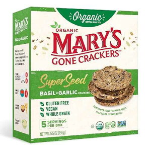 Mary's Gone Crackers Super Seed Crackers, Organic Plant Based Protein, Gluten Free, Basil & Garlic, 5.5 Ounce (Pack of 1)