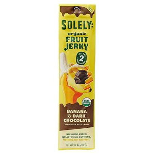 SOLELY - Organic Banana Chocolate Drizzled Fruit Jerky - 1 Individually Wrapped Fruit Strip - Fruit Leather Made from Dried Fruit - Healthy Snacks for Adults & Kids - Vegan, Non GMO - 0.8oz (23g)