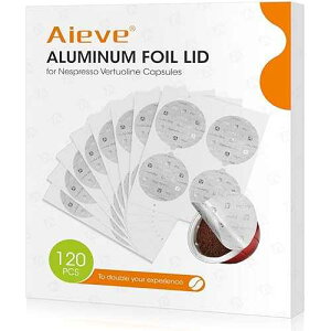 Aieve 120Pcs Aluminum Foil Seals Lid for Reusable Nespresso Pods Vertuo Compatible with Nespresso Refillable Capsule