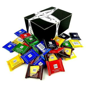 Ritter Sport �l�ߍ��킹�~�j�`���R���[�g�X�N�G�A�A1�|���h�o�b�O�A�u���b�N�^�C�{�b�N�X���� Black Tie Mercantile Ritter Sport Assorted Mini Chocolate Squares, 1 lb Bag in a BlackTie Box