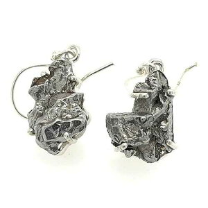 VR覐΃J| f VG 925 \bh X^[O Vo[ CO 25mm Natural Rocks by Kala Natural Meteorite Campo Del Cielo 925 Solid Sterling Silver Earrings 25mm