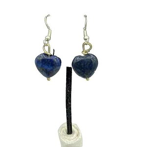 �V�R���s�X��Β����n�[�g�X�^�[�����O�V���o�[�_���O���C�������O Mama Otter's Tidbits Natural Lapis Gemstone Carved Heart Sterling Silver Dangle Earrings
