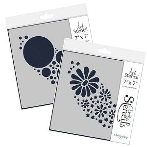 Jo's Bubbles & Flower Power 7C` x 7C` XeV yA Clarity Stencils Jo's Bubbles & Flower Power 7" x 7" Stencil Pair