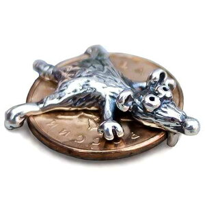 Mia Silver Studio Attract Money Amulet for Wallet Purse - Sterling Silver 925 - Cute Mouse Rat on Real Coin Charm - Wealth Abundance Talisman - Collectible Figurine Knick Knacks Jewelry