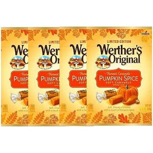 ����Ń��F���^�[�X �I���W�i�� �n�[�x�X�g �L�������� �v���L�� �X�p�C�X �\�t�g �L�����f�B 4.51 �I���X (4 �p�b�N) WERTHERS Limited Edition Werther's Original Harvest Caramel Pumokin Spice Soft Candy 4.51oz(pack
