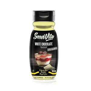 Sugar Free WHITE CHOCOLATE Syrup Zero Calories and Fat Free Topping, 11.1 FL OZ - No Sugar White Chocolate Syrup Dessert Topping Gluten-Free, Non-GMO, Vegan and Keto Friendly - ServiVita