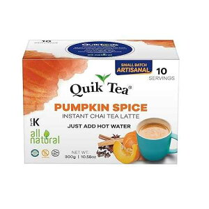 QuikTea Pumpkin Spice Chai Tea Latte ? 10 Count, Bold Pumpkin Spice Flavor, Naturally Caffeine-Light, no preservatives, No Sugar Added ? Just Add Hot Water Quik Tea QuikTea Pumpkin Spice Chai Tea Latte 10 Count, B