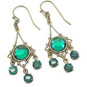 �v�`�V�����f���A�s�A�X�i�t�H���X�g�O���[���N���X�^���j CLOUD CAP JEWELRY Petite Chandelier Earrings in Forest Green Crystal