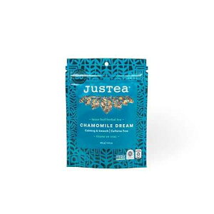 JusTea CHAMOMILE DREAM Loose Leaf Herbal Tea Recyclable Refill Pouch 40+ Cups (1.6oz) Caffeine Free Award-Winning Fair Trade Non-GMO