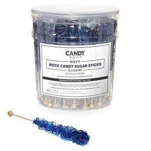 Navy Blue Rock Candy Sugar Sticks - Blueberry Flavored - 36 Individually Wrapped Candy Candy Envy Navy Blue Rock Candy Sugar Sticks - Blueberry Flavored - 36 Individually Wrapped Candy