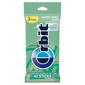 Orbit Sweet Mint Sugar Free Chewing Gum Travel Essentials - 3 Packs of 14-Pieces (42 Total Pieces)
