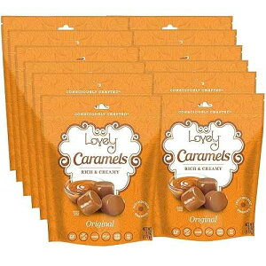 Lovely Candy Co. Soft and Chewy Original Caramels, Individually Wrapped, 6oz (12-Pack) Gluten-Free, Non-GMO, Kosher, NO High Fructose Corn Syrup, NO Artificial Colors or Flavors Naturally Flavored