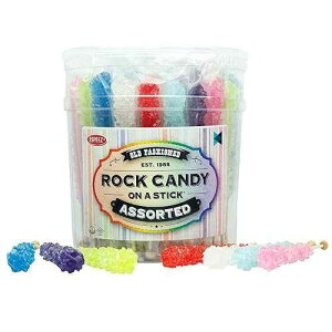 Extra Large Rock Candy Sticks: 48 Assorted Lollipop - Party Favors - Candy Buffet - Bulk Rock Candy Sticks for Birthdays, Weddings, Reception Candy, Decorationsand Baby Shower - Espeez Bulk Candy