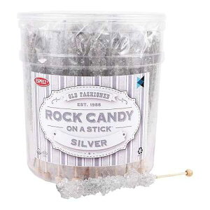 Extra Large Rock Candy Sticks: 36 Original Lollipop - Silver Rock Candy Sticks - Individually Wrapped - Espeez Crystal Rock Candy for Candy Buffet, Birthdays, Weddings, Receptions and Baby Shower