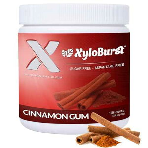 XyloBurst Gum / Xylitol Chewing Gum / Sugar Free, Gluten Free, Keto Friendly / Aspartame Free Gum For Oral Health / Cinnamon / 100-Count Jar