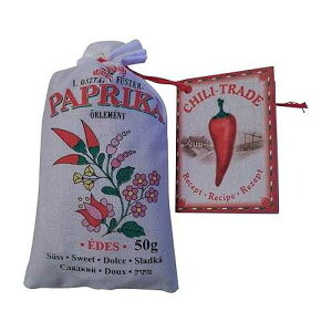 CHILI-TRADE Kft. Hungarian sweet paprika (50g/1.76oz) in traditional folk canvas bag, imported from Hungary