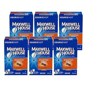 Maxwell House Breakfast Blend Light Roast K-Cup Coffee Pods (72 ct Pack, 6 Boxes of 12 Pods)