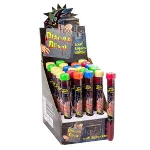Squire Boone Village Dracula Drool Sour Cherry Liquid Candy, 0.88 Ounce Tubes - 24-Count Display Box