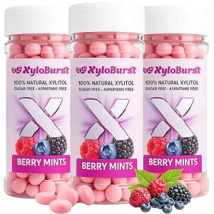 XyloBurst - Xylitol Mints Sugar Free Breath Mints for Oral Health Gluten Free, Vegan, Keto Friendly Aspartame Free Mint Berry 200 Count Jar, 3-Pack XyloBurst - Xylitol Mints Sugar Free Breath Mints for Oral Health Glu
