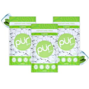 PUR Gum Aspartame Free Chewing Gum 100% Xylitol Natural Coolmint Flavored Gum, 55 Pieces (Pack of 3)