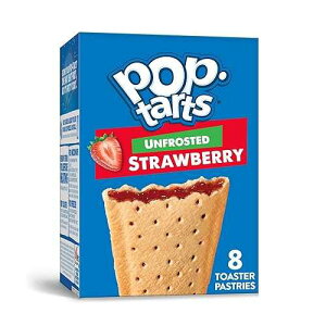 Pop-Tarts Toaster Pastries, Breakfast Foods, Kids Snacks, Unfrosted Strawberry, 13.5oz Box (8 Pop-Tarts)