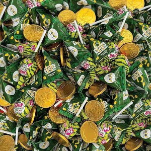CRAZYOUTLET St. Patrick's Day Candy Assortment - 3 Pound Bulk Pack - Milk Chocolate Gold Coins, Sour Apple Popping Rocks and Gum-Filled Lollipops