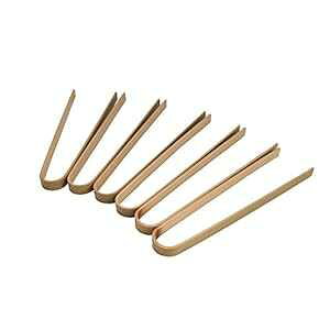 BambooMN uh - 6.3 C` ~j|ĝăgO - g[XggO - 10  BambooMN Brand - 6.3" Mini Bamboo Disposable Tongs - Toast Tongs - 10pcs