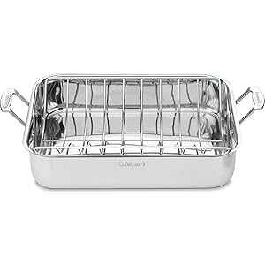 Cuisinart 16-Inch Roaster, Chef's Classic Rectangular Roaster with Rack, Stainless Steel, 7117-16URP1