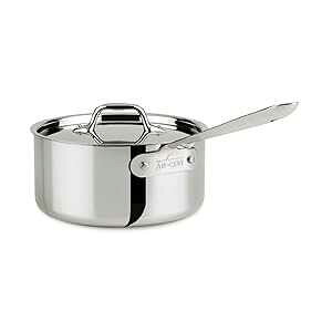 All-Clad D3 3-Ply Stainless Steel Sauce Pan with Lid 3 Quart, Induction, Oven Broiler Safe 600F, Multipurpose, Compatible w/ All Cooktops, For Restaurant or Home Kitchen, Pots & Pans, Cookware, Silver