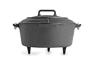 Volcano Grills Cast Iron Vintage Style Dutch Oven for Camping, 8 quarts, Black