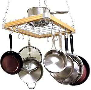 Cooks �W���V����t���ؐ��|�b�g���b�N�A24 x 18 �C���` Cooks Standard Ceiling Mounted Wooden Pot Rack, 24 by 18-Inch