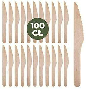 Prexware Biodegradabel ���ɗD�����S�[�O���[���o�[�`�E�b�h�g���̂Ėؐ��i�C�t 100 �Z�b�g Prexware Biodegradabel Eco-friendly Go green Birchwood Disposable Wooden Knives set of 100