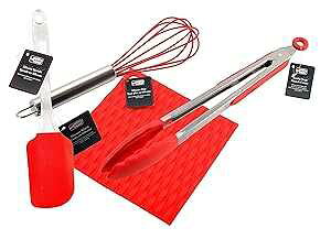 VRAĊAgOAXp`A݃R{ - H􂢋@Ή - ϔMx428°F - Ai-De-Chef̃VRLb`piƒ (4pbNAbh) Silicone Whisk, Tongs, Spatula, Pot Holder 