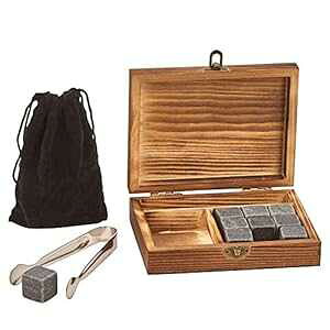 gOtؔ 9 - EBXL[Xg[ƃ|[` Creative Gifts Wood Box With Tongs With 9 - Whiskey Stones And Pouch