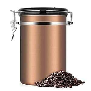 R[q[e XeXX`[ uE ^󖧕HiۑR[q[LjX^[ (22IX) eecoo Coffee Container,Stainless Steel Brown Vacuum Sealed Food Storage Coffee Canister (22 OZ)