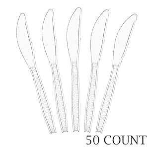 Plasticpro NAvX`bNiCtĝăJg[ 50 JEg Plasticpro Clear Plastic Knives Disposable Cutlery Utensils 50 Count