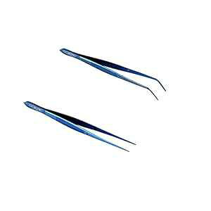 O'Creme u[ XeXX`[  Lb` p [sZbg gOAJ[u[t 1 ƃXg[g[t 1  O'Creme Blue Stainless Steel Precision Kitchen Culinary Fine-Tip Tweezer Tongs, 1 