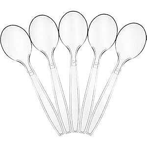 Plasticpro ĝēvX`bNJg[ ĝĒ wr[EFCg 100 JEg (X[vXv[) Plasticpro Disposable Clear Plastic Cutlery Disposable utensils Heavyweight 100 Count (Soup Spoons)