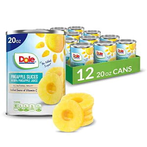 Dole t[cʋlA100% pCibvW[XpCibvXCXAOet[Apg[̒ԁA20 IXA12  Dole Canned Fruit, Pineapple Slices in 100% Pineapple Juice, Gluten Free, Pantry St