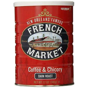 French Market Coffee, Coffee and Chicory, Dark Roast Ground Coffee, 12 Ounce Metal Can