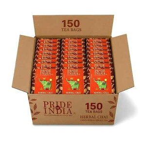 Pride of India Herbal Chai Spiced Tea - 150 Individually Wrapped Full Leaf Pyramid Tea Bags / Herbal Tea Bulk Pack for Food Service, Cafes, Hotels, Offices & Daily Tea Drinkers