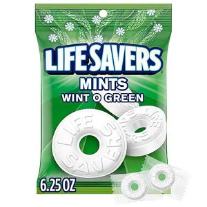 LIFE SAVERS Wint-O-Green Sugar Free Green Bag Individually Wrapped Breath Mints Hard Candy, 6.25 Oz Bag LIFE SAVERS Wint-O-Green Sugar Free Green Bag Individually Wrapped Breath Mints Hard Candy, 6.25 Oz Bag