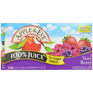 Apple & Eve 100% W[X x[x[AYA6.75 tʃIXA8 pbN Apple & Eve 100% Juice Very Berry, No Sugar Added, 6.75 Fl Oz, Pack of 8