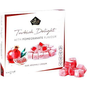 Turkish Delight Pomegranate Flavor, Gourmet Medium Size Snacks Gift Box, Sweet Luxury Traditional Confectionery, Vegan Soft Candy Dessert Loukoumi, Nuts & Glucose-Free Lokum, Approx. 42 Pcs, 16 oz. Cerez Pazar? Turki