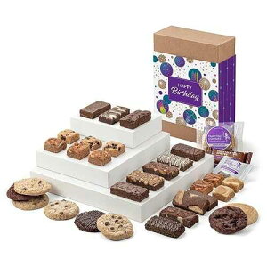 Fairytale Brownies Birthday Deluxe Bar, Sprite & Cookie Combo Individually Wrapped Gourmet Chocolate Food Gift Basket - 3 Inch x 1.5 Inch Snack-Size Brownies Plus Blondie Bars and Cookies - 26 Pieces - Item CB363