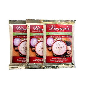 �O���e���t���[ �}�b�V�����[�� �N���[�� �X�[�v �~�b�N�X�A�����i�s�g�p�A�r�[�K���A�퉷�ۑ��\�~�b�N�X by Vivian's Live Again - 3 �p�b�N Gluten Free Cream of Mushroom Soup Mix, Dairy Free, Vegan, Shelf Stabl